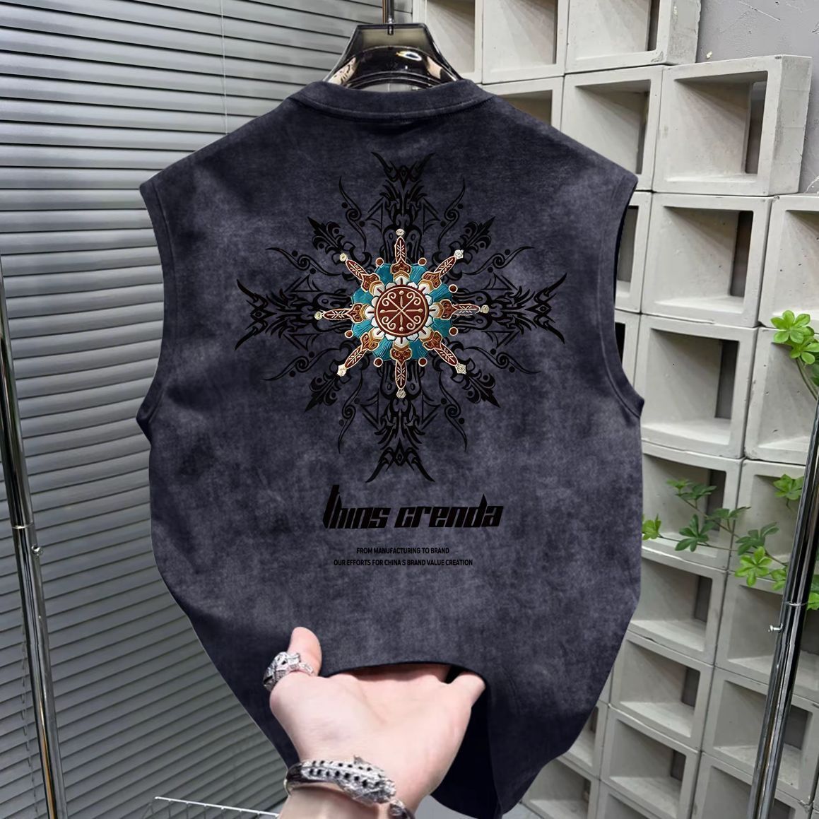Luxury Brand Designer American trendy brand 2026 fashion vest men sleeveless t-shirt summer tie-dye printed loose top
