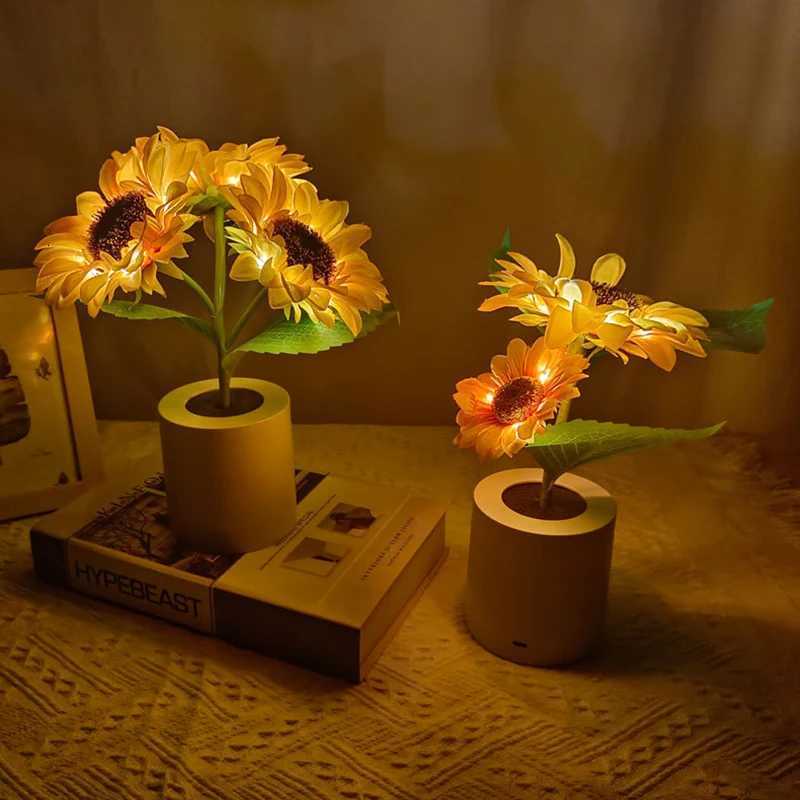 F5 Sunflower Led Night Light Besides Bedroom Lamp Table Lamp Usb Rechargeable Light Kids Gift Bedside Decorative Ambient Light H260318