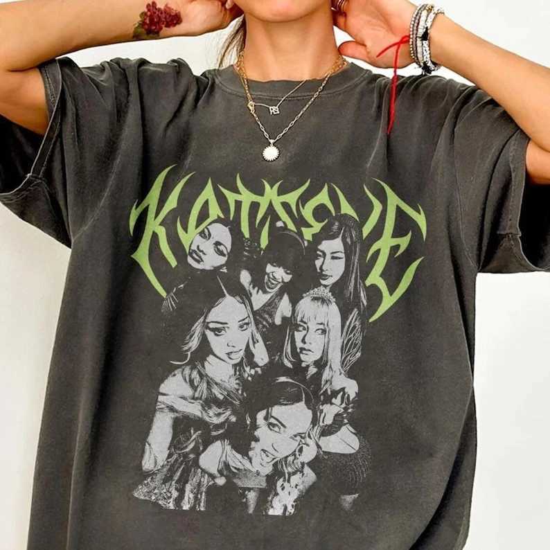 Womens Retro Vintage KATSEYE Gnarly T-Shirt Unisex Men Vintage Oversize Tee Cotton Streetwear Loose Short Sleeve Tops TeeT260317