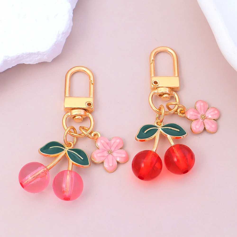 Jelly Color Fruit Cherry Keychain Enamel Flower Cherries Key Ring Cute Purse Bag Charms Accessories for Women Car Key Decor Gift H260318 - view 4