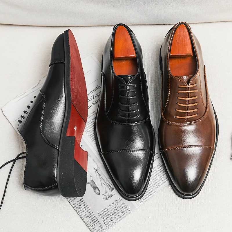 Red Sole Men Shoes Leather Black Brown Oxfords Square Toe Lace-up Wedding Dress Shoes for Men with Men Shoes ManZ260317