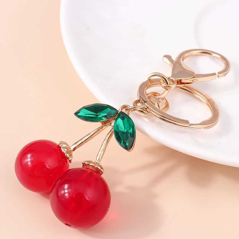 Aihua Exquisite Crystal Rhinestone Red Cherry Keychain Cute Girls Bag Pendant For Women Car Key Chain Ring Holder Jewelry Gifts H260318 - view 7