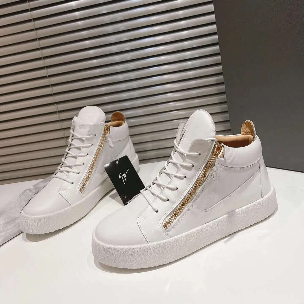 Sneakers Shoes Mirror Quality Mens Womens Designer Shoe Frankie Leather High Top Sneaker Man Woman Rhine d18