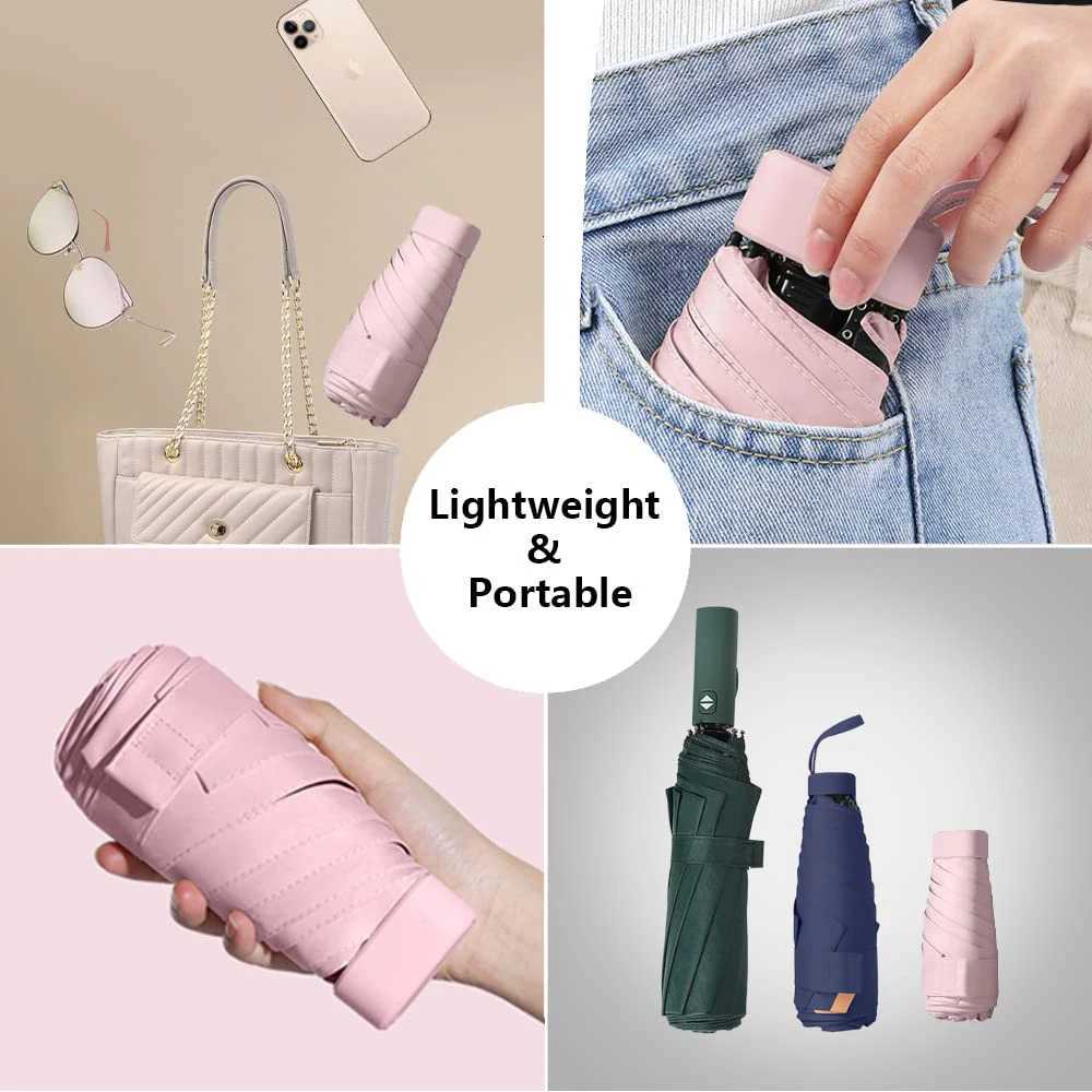 Mini Umbrella Strong Double Bone Sun Umbrella UV Protection Six-Fold Rain and Shine Windproof Protable Umbrella Parasol Pocket H260318 - view 7