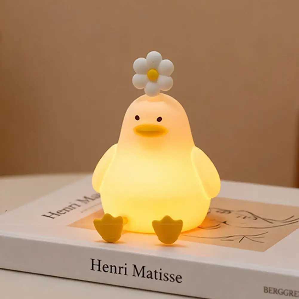 Cute Duck Led Night Light Squishy Silicone Lamp Bedroom Bedside Table Rechargeable Touch Lamp Bedroom Decor Novelty Gifts H260318