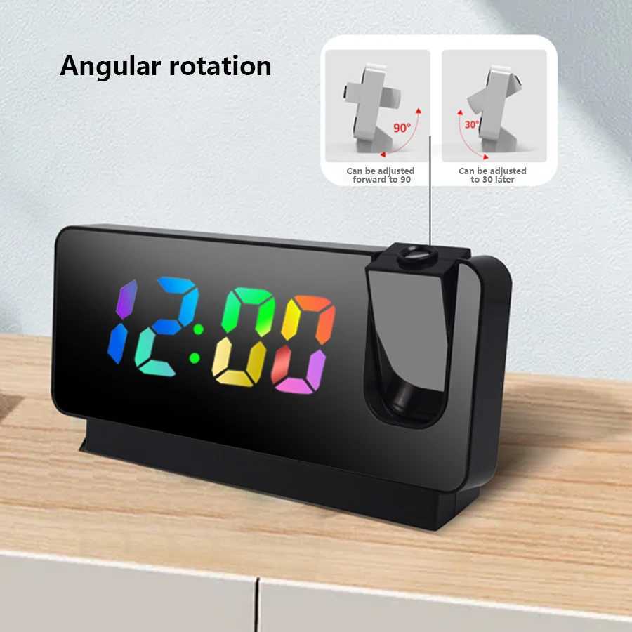 Projection Alarm Clocks for BedroomsLED Digital Clock with 180 Rotatable Projector on Ceiling WallSnooze Model12/24H2-Level D260318