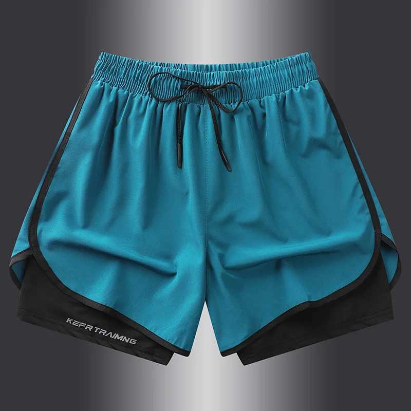 Fake two pieces of summer sports shorts mens and womens quick drying three point running training itness lining American b M260318