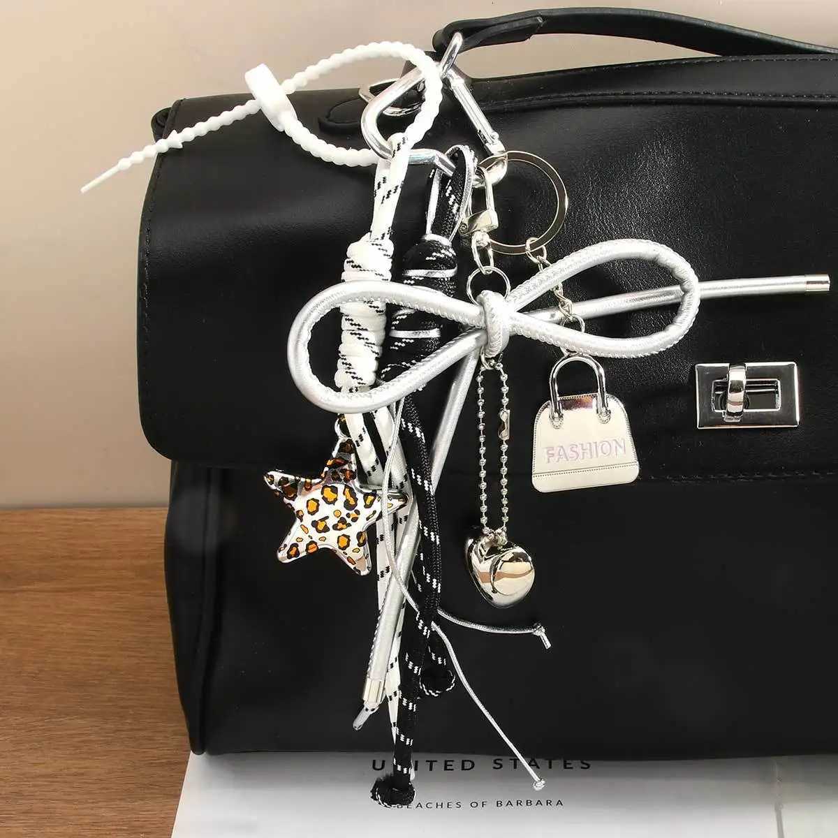summer leather lemon flower Backpack pendant leopard print Little Bear rainbow decoration Key Chain H260318 - view 4