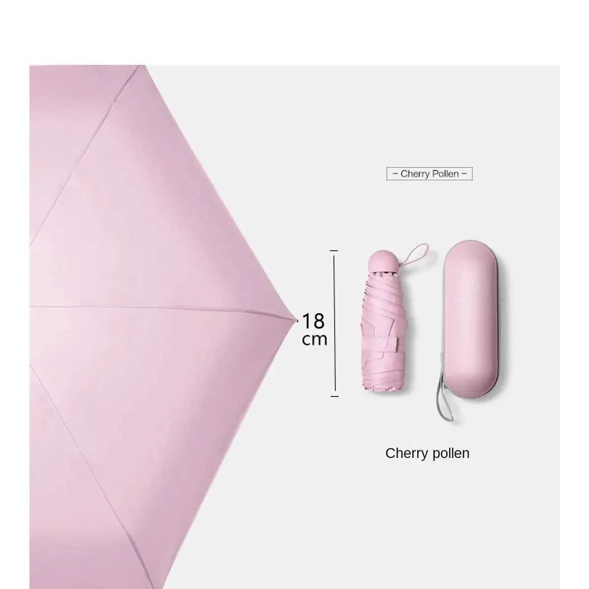 Capsule Umbrella Portable Mini Sunshade Sunscreen Rain Umbrella Black Rubber Alloy Handle Foldable Sun Rain Dual Use H260318 - view 6
