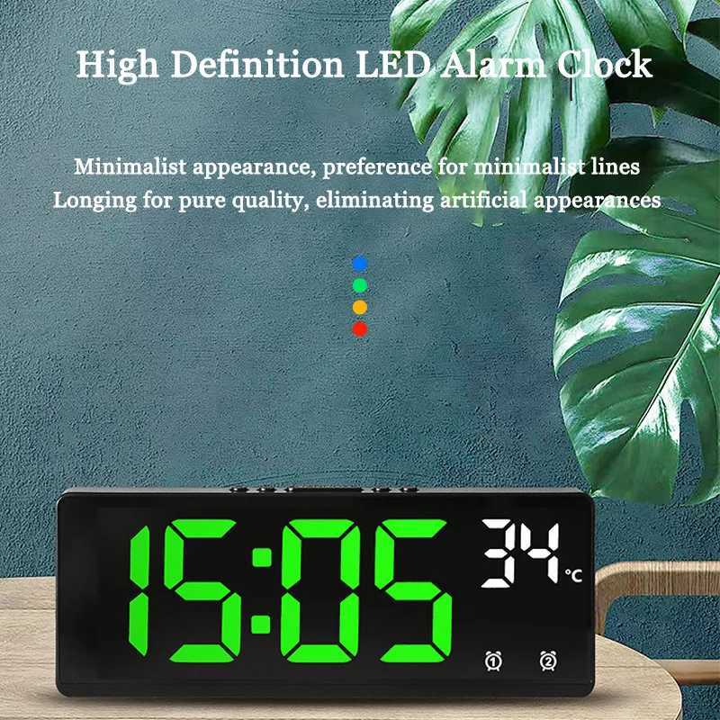 Creative Number Clock Color Nightlight Temperature Calendar Alarm Clock LED Large Number Electronic Clock Backlight Home Decor D260318