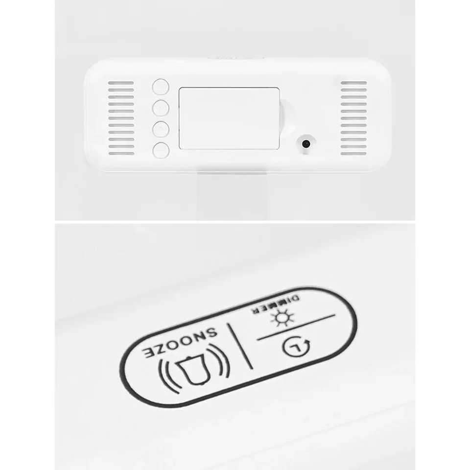 1pc Digital Wall Clock LED Alarm Clocks 12/24H Electronic Temperature Date Week Display Home Decorative Wall Clock Night Light D260318