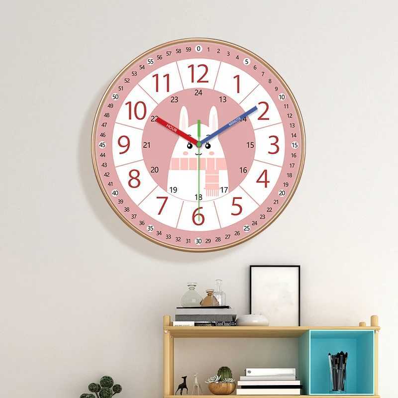 Cartoon Wall Clock Early Education Living Room Bedroom Study Clock Silent Movement Non Ticking Wall Hanging Home Decor D260318