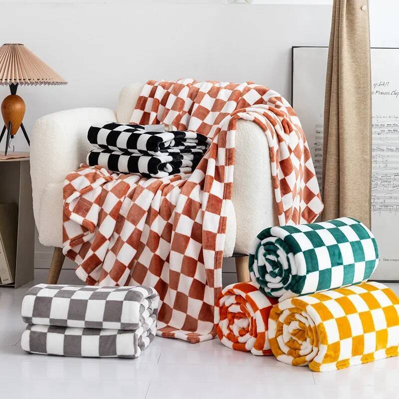 Checkerboard Classic Plaid Sofa Spring & and Summer Air Conditioning Blanket Office Nap Shawl Cushion