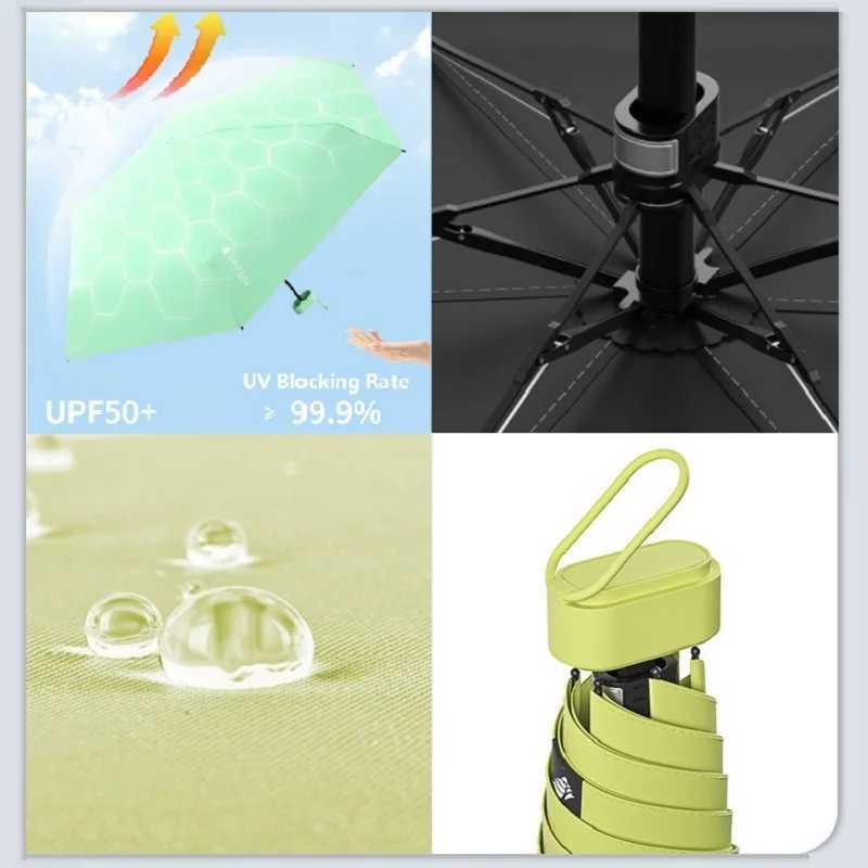 UPF50 Mini Folding Umbrella Vinyl Small Sun Shade Umbrella Pocket Rain Travel Umbrella Ultraviolet Protection Capsule Parasol H260318 - view 7