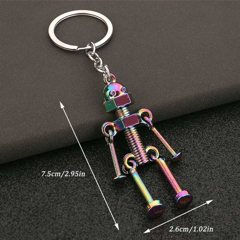 Creative Screw Robot Keychains Vintage Movable Metal Robot Key Rings for Women Men Car Backpack Phone Pendant Accessories Gifts H260318 - view 5