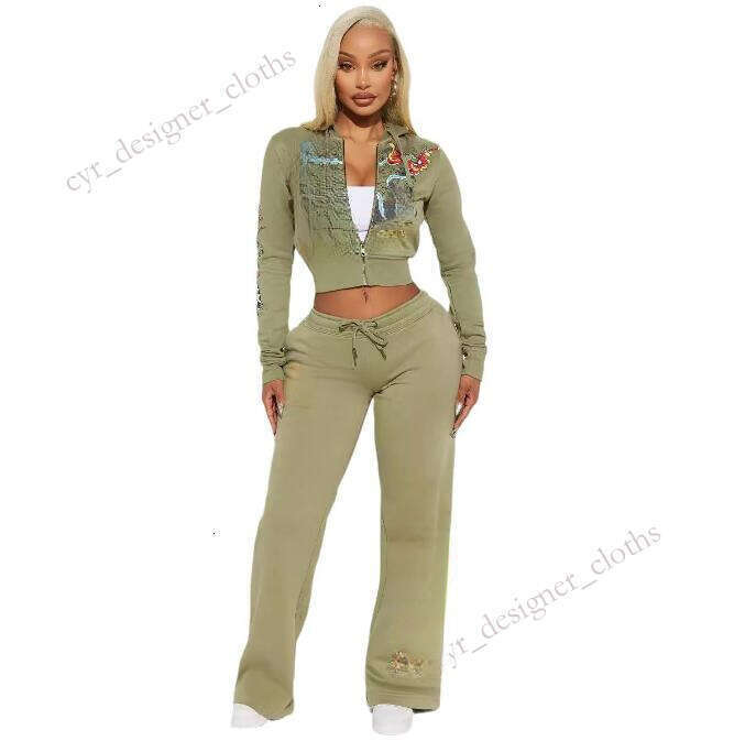 Ed tracksuit Women Tracksuits Sport Suits Tracksuit Two Piece Set Outfits Strapless Casual Printed Pants Y2k Straight Trousers Strt Zi E34