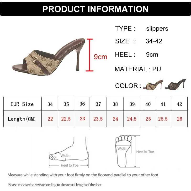 High Heel Sandals for Women 2025 Elegant Metal Buckle Slippers Women Printed Thin Heeled Sandals Woman Fashion Dress Party Shoes W260318
