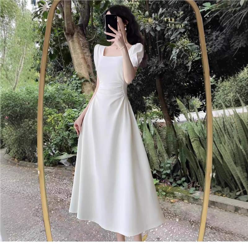 X33821 Southeast Asian Graduation Season French White Dress for Petite Women