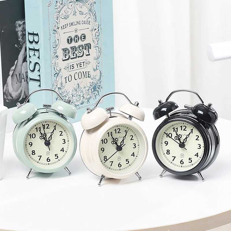Super Loud Retro Ringing Alarm Clock Bedroom Small Night Light Student Bedside Clock Desk Ornament Home Decoration D260318