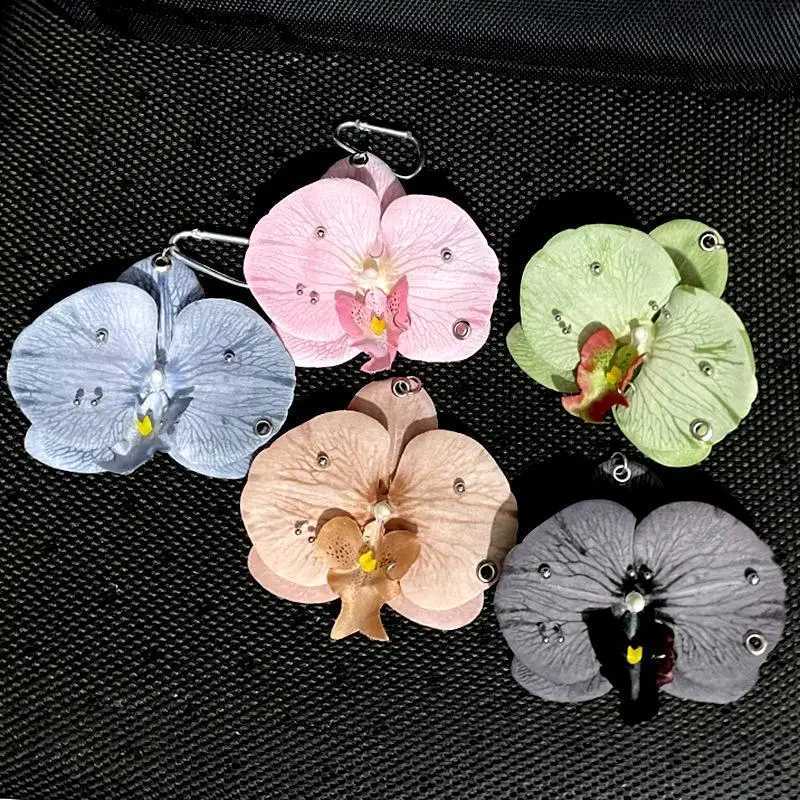 Sweet Exquisite Phalaenopsis Orchid Keychain Creative Simulation Flower Pendant Fashion Backpack Hangings Decor Accessories Gift H260318 - view 5