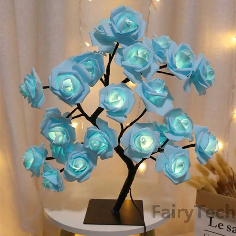 LED Rose Flower Table Lamp USB Christmas Tree Fairy Lights Night Lights Home Party Wedding Bedroom Decoration Mothers Day Gift H260318