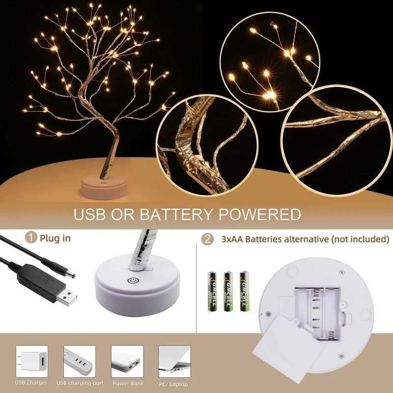 LED Tree Light Home Decoration USB/Battery Powered Touch Switch Warm White Artificial Bonsai Blossom Desktop Tree LED Lamp Light H260318