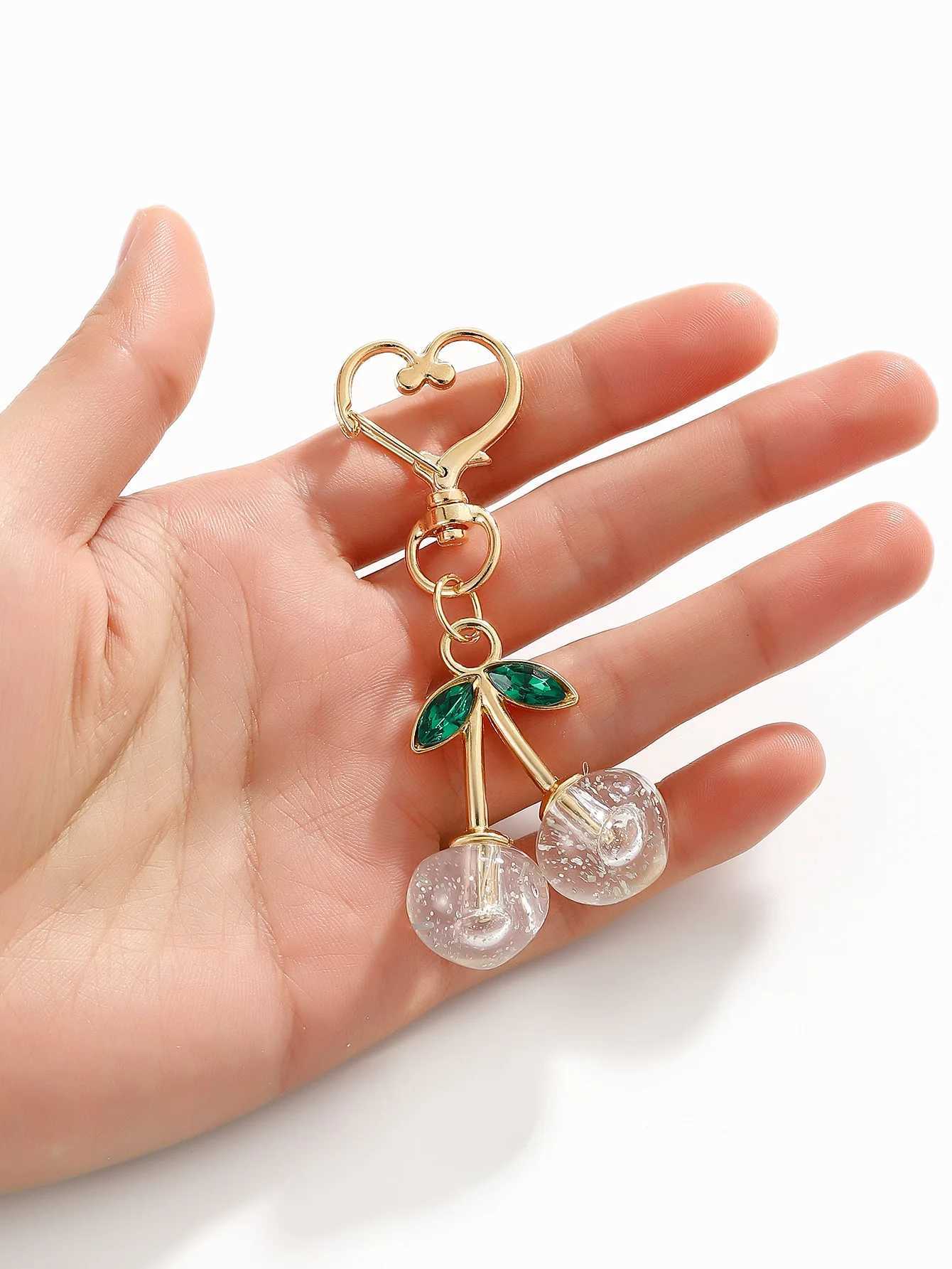 Cute Bling Acrylic Cherry Keychains for Women Girls Cartoon Cherry Backpack Bag Charm Car Keyrings Keys Holder Gifts H260318 - view 7