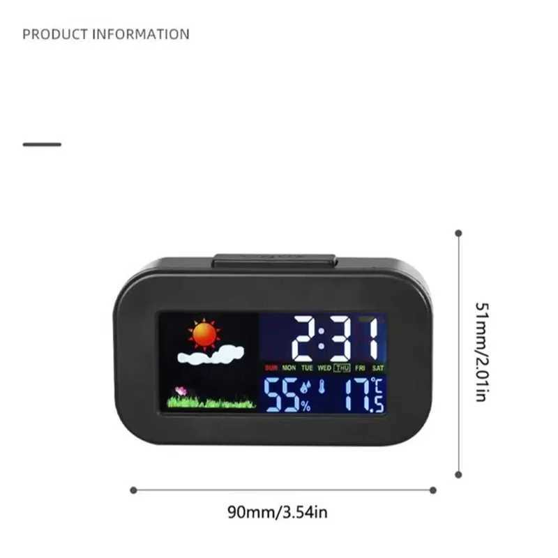 Weather Station Clock With Color Display-Temperature And Humidity Monitor Backlit For Children Teens Perfect For Bedrooms Dorms D260318