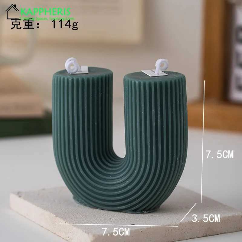 U Shaped Candle Scented Candles Ribbed Aesthetic Home Decorative Candles Smokeless Personalized Candles Guest Gift Lot D260318
