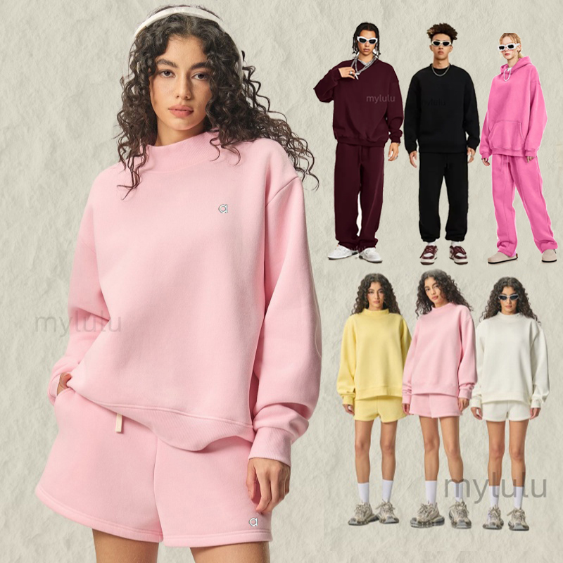 Womens Yoga set Outfit Oversized Sweatshirts hoodies sets Sweater Loose Long Sleeve shorts sleeves Crop Top Fitness Workout set Crew Neck Blouse Gym Ladies 3D logo
