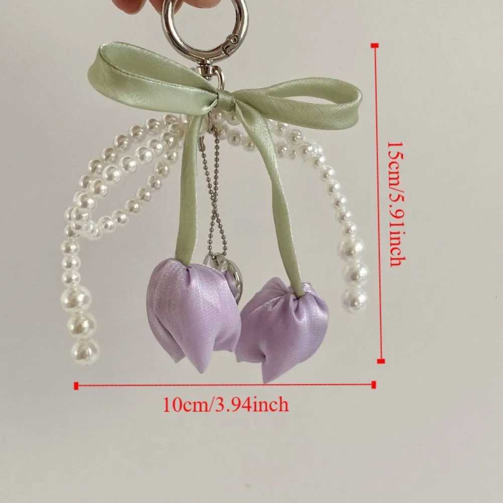 Fashion Ribbon Pearl Lace Bow Bag Accessories DIY Tulip Lace Keychain Jewelry Style Bag Charm H260318 - view 7