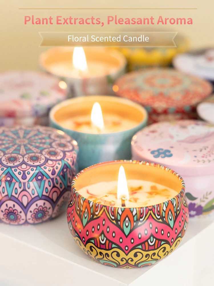 1pc Handmade DIY Jarred Scented Candle Home Bedroom Air Freshener Ornament Ethnic Series Plant Fragrance D260318
