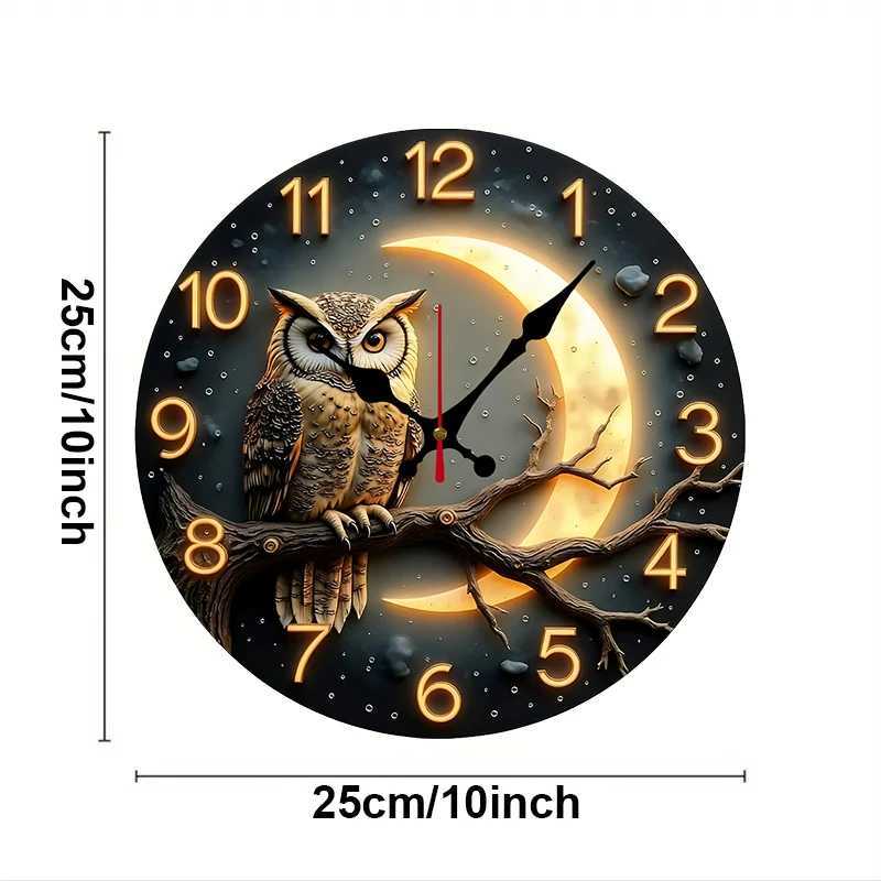 Moonlight Night Wooden Round Silent Hanging Wall Clock Suitable For Living Room Office Study Room Bedroom Home Decoration D260318