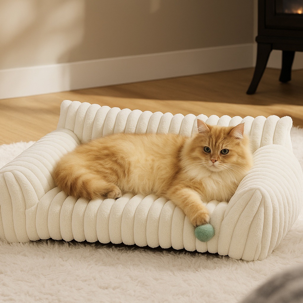 Removable Washable Pet Sofa Bed, Warm Rabbit Fur Dog Cat Bed, All Season Universal Pet Mattress, Soft Cozy Nest Furniture for Dogs Cats