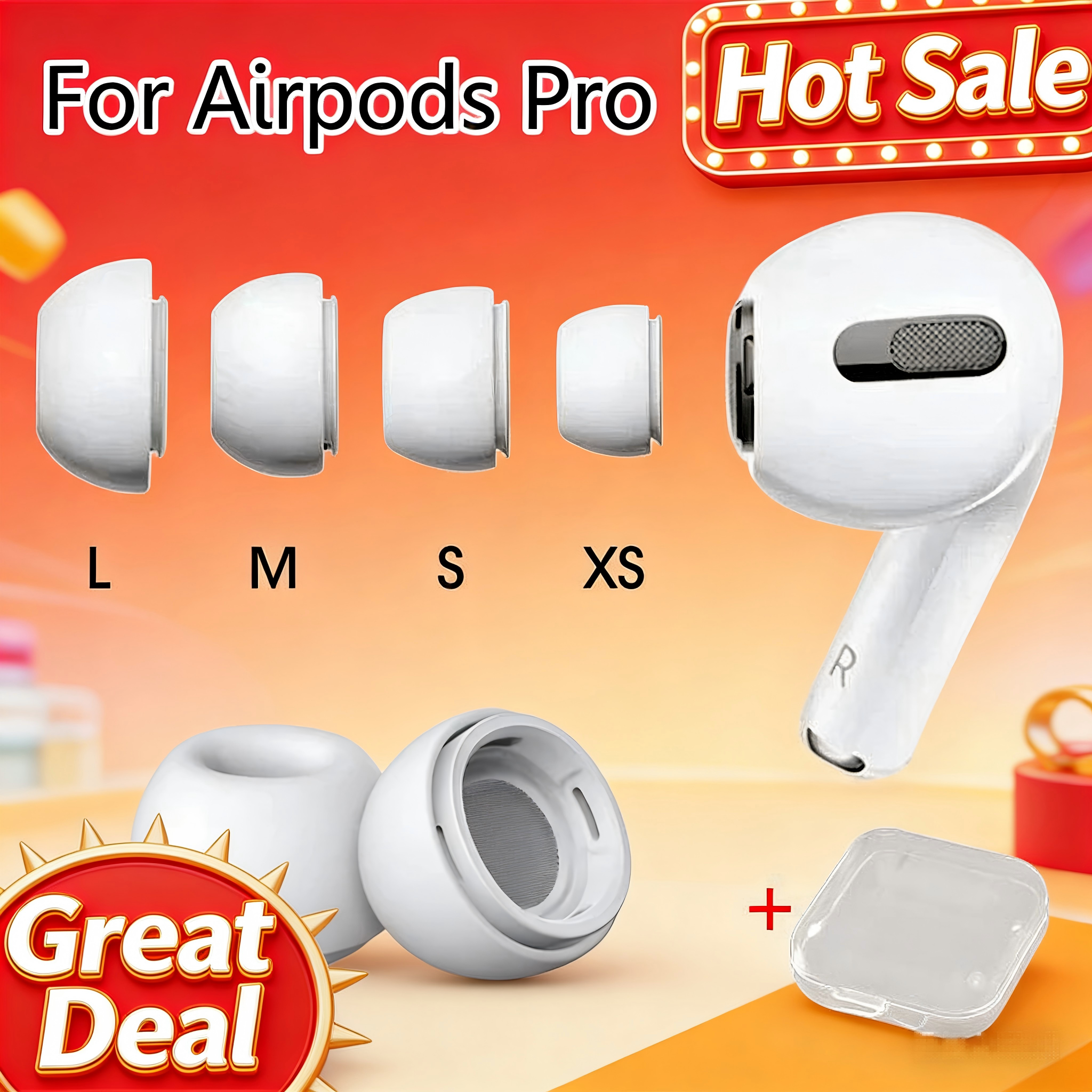 Hengyao-For Airpods 1/2 Pads Silicone Case Pressure Relief Hole Ear Caps Cushion Eartips Buds Earphone Air Pods Pro