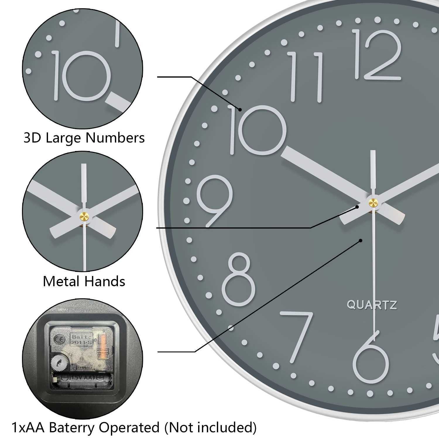 Cubic Quartz Wall Clock 3D Digital Clock for Living Room Bedroom Office Modern Style Silent Non Ticking Clock 8/10/12 Inch D260318