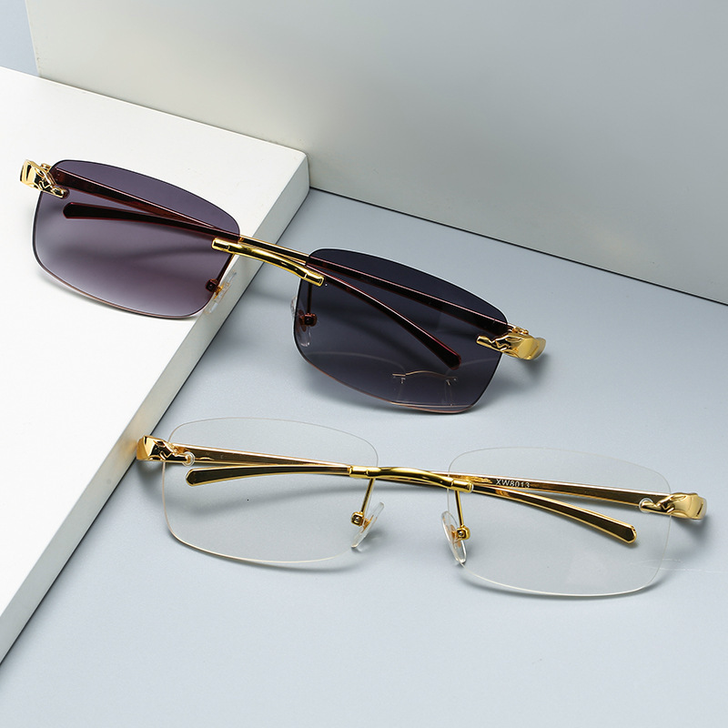 Luxury Brand Designer Sunglasses 2070 New Leopard Head Frameless Sunglasses European And American Fashion Cut Edge Glasses Personality Street Style Tr