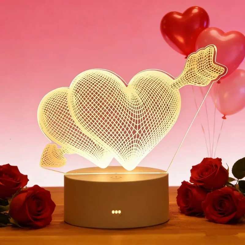 Wedding Party Decor 3D Acrylic LED Night Light USB Powered Neon Night Lamp Birthday Kid Valentines Day Gifts Table Ornaments H260318