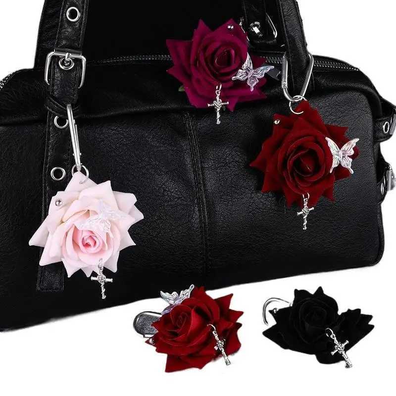 1PCS Exquisite Design Simulation Rose Flower Shape Butterfly Keychain Pendant Bag Decoration Gift H260318 - view 6