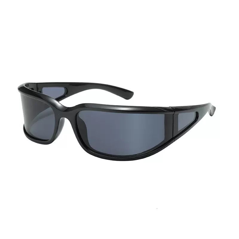 irregular Sunglasses Y2k Women's High-End Sunglasses, European American Cycling Glasses, Curved Windproof Uv-Protective Goggles, Snowfield Sungla
