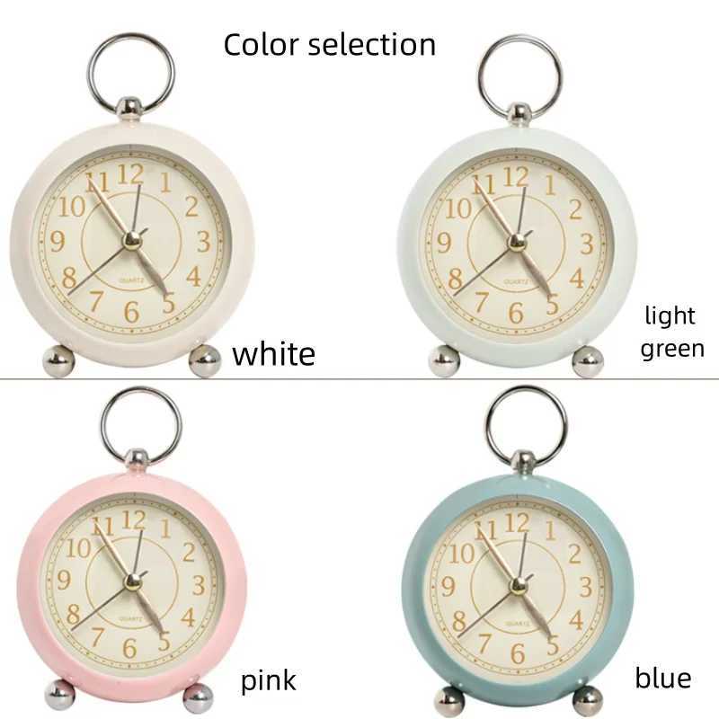 1pc simple metal quartz alarm clock nightstand luminous mute clock suitable for home office decoration D260318