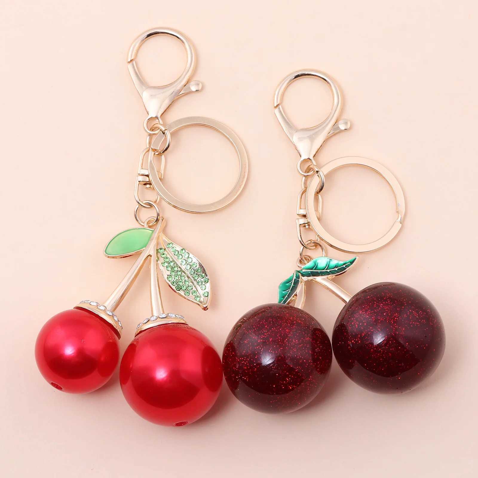 New Delicious Red Cherry Bag Charms Keychain Summer Fruits Cherries Pendant Keyring For Women Men Bag Accessories Jewelry Gift H260318 - view 3