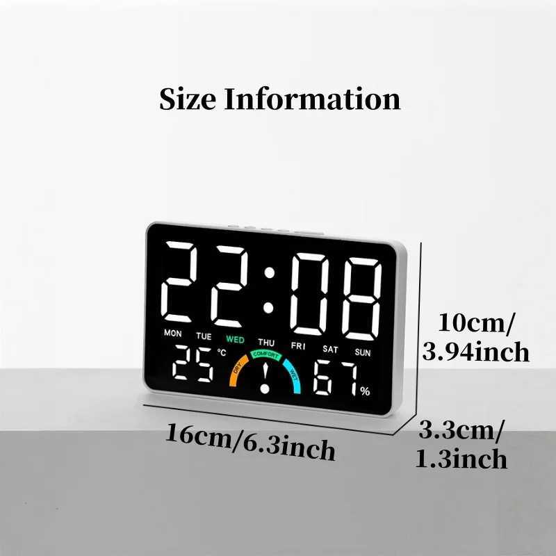 Digital Alarm Clock TEMP Humidity Week Comfort Level Dual Alarm Snooze Table Clock 12/24H Timer Auto Dimmable LED Wall Clock D260318