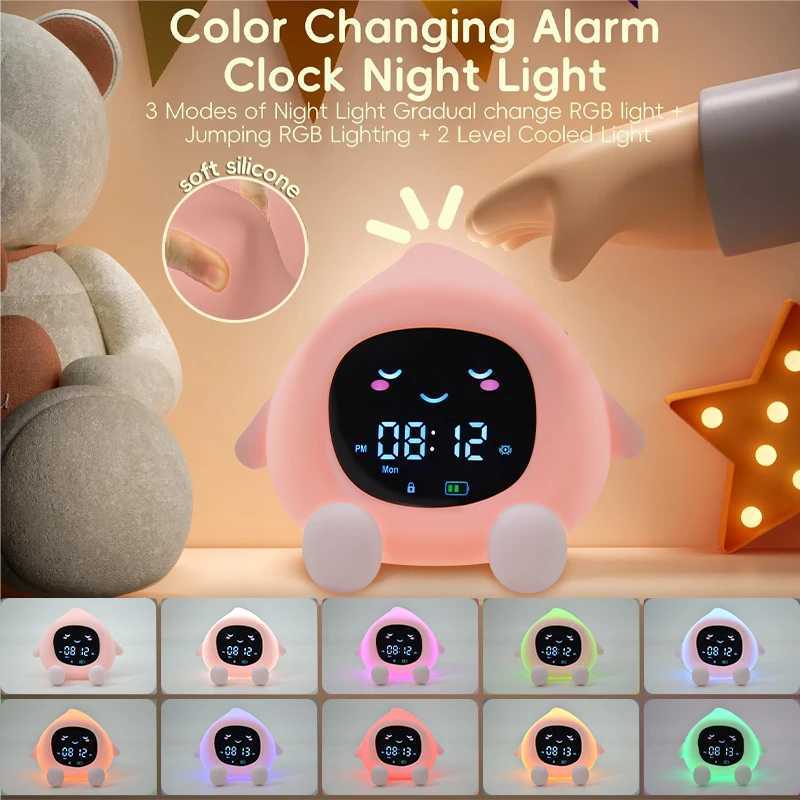Alarm Clock for Kids 6-IN-1 Fruit-Shape Toddler Sleep Training Clock Cute Touch Night Light for Childrens Bedroom D260318