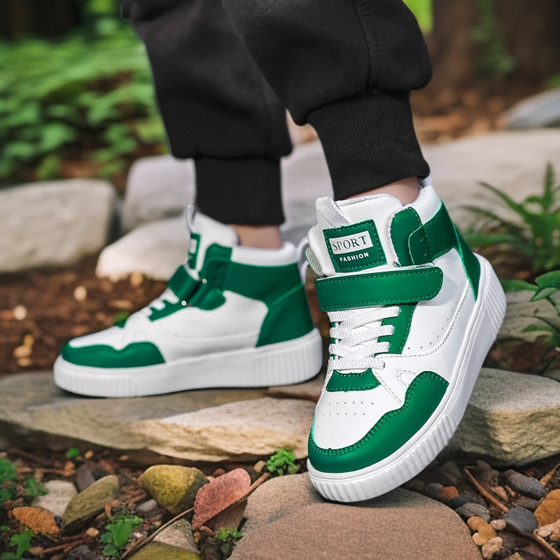 kids high top sneakers green white sneakers toddler casual shoes non-slip walking shoes breathable kids shoes boys girls fashion shoes children school