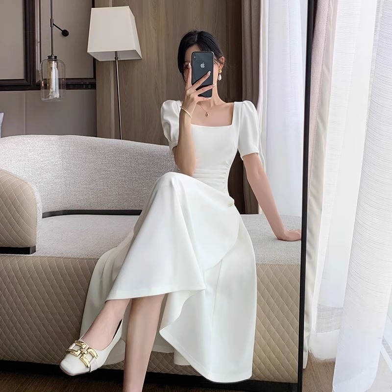 X33821 Southeast Asian Graduation Season French White Dress for Petite Women