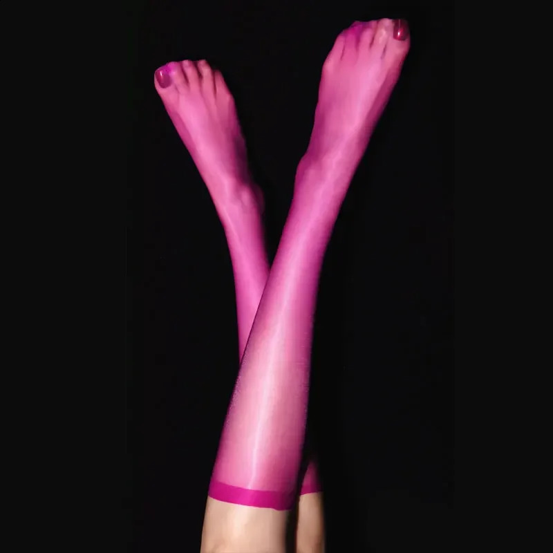 Womens Sock Sexy Thin Sheer Short Stocking Oil Shiny Candy Color Kawaii Long Socks Exotic Slip Lingerie 260316