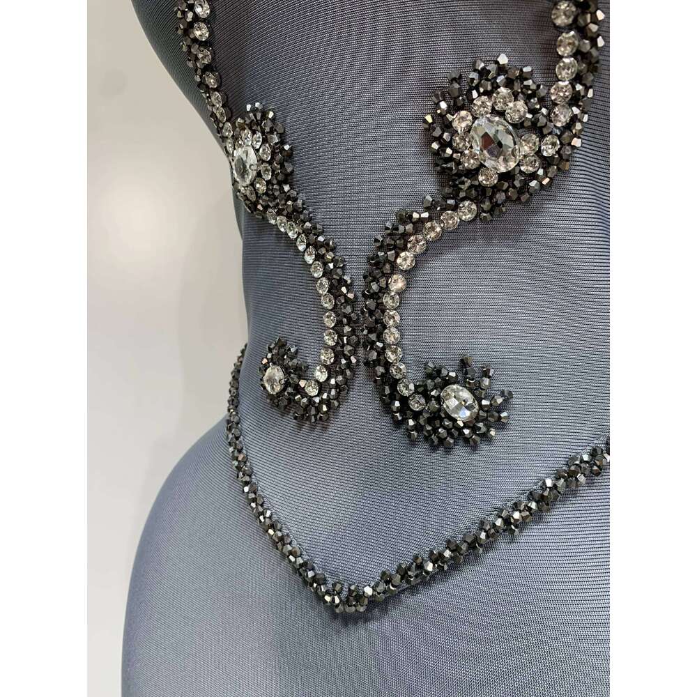 High Quality Strapless Beading With Necklace Bandage Dress Celebrity Elegant Evening Party Fancy Club Birthday Dresses Gowns Dress Elegant