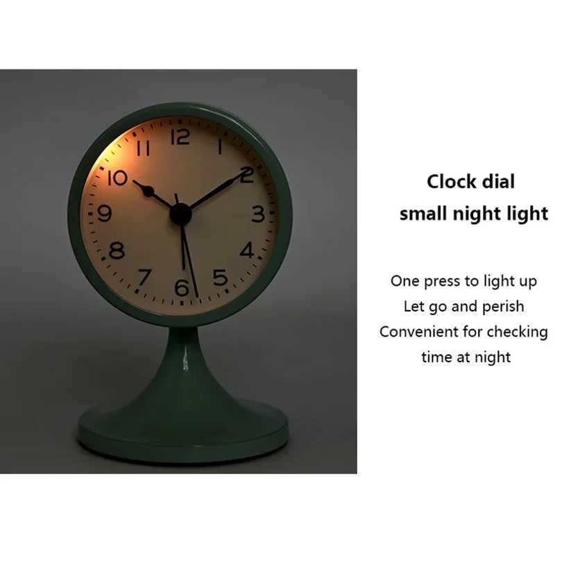 Nordic Metal Round Alarm Clock Vintage Creative Silent Table Clock Student Bedside Nightlight Clock Room Decor Home Decor D260318