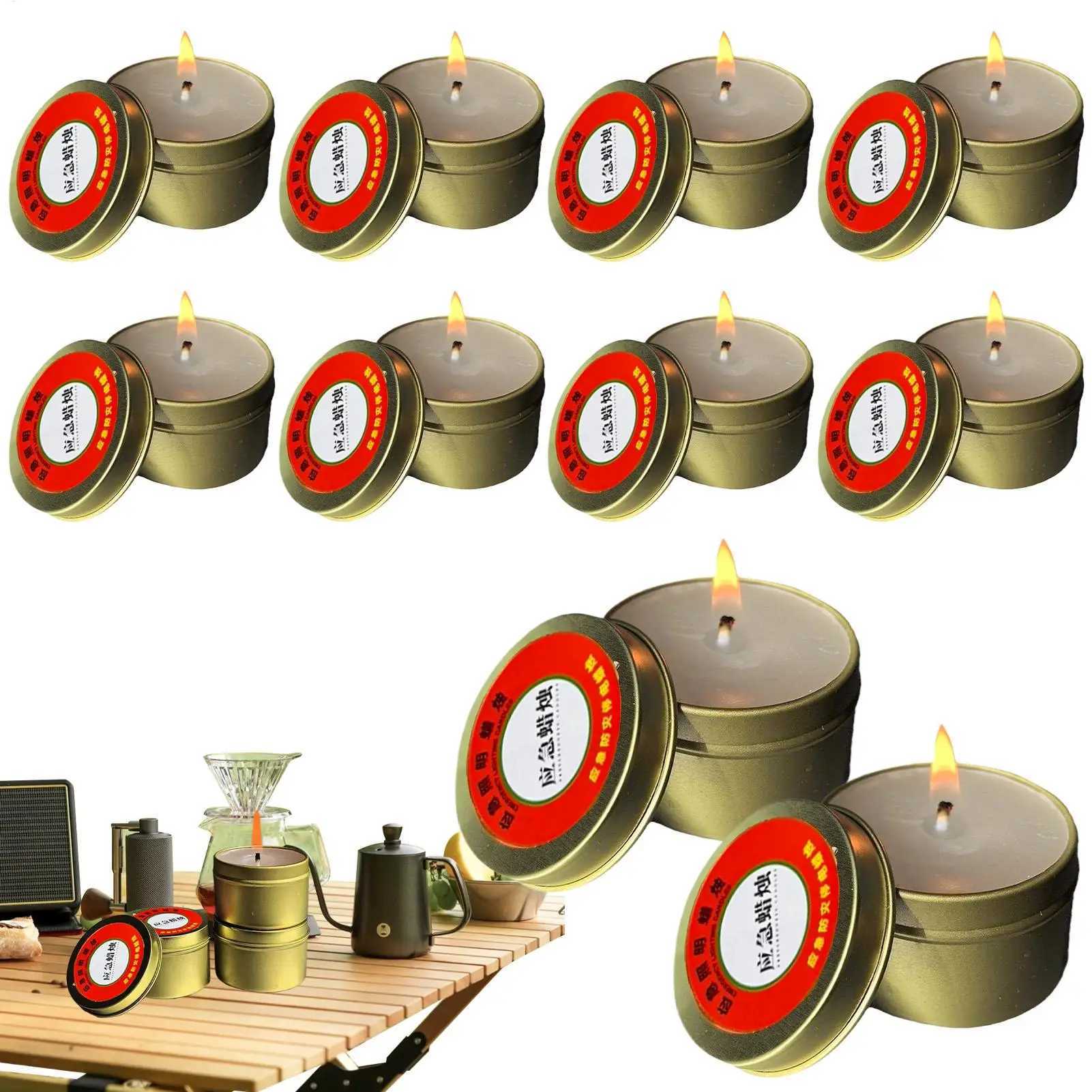10pc Survival Candles SmokelessOdorless Long-Lasting Emergency Candles For Power Outage Camping Outdoor Home Supplies Windproof D260318